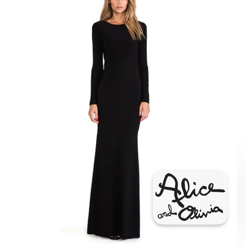 Alice + Olivia Air by Stacey Bendet Long Sleeve Maxi Dress in Black | Size 4